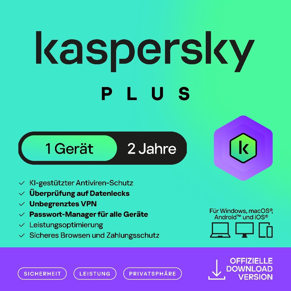 Kaspersky Plus Security 1 Pc 2 Jahre